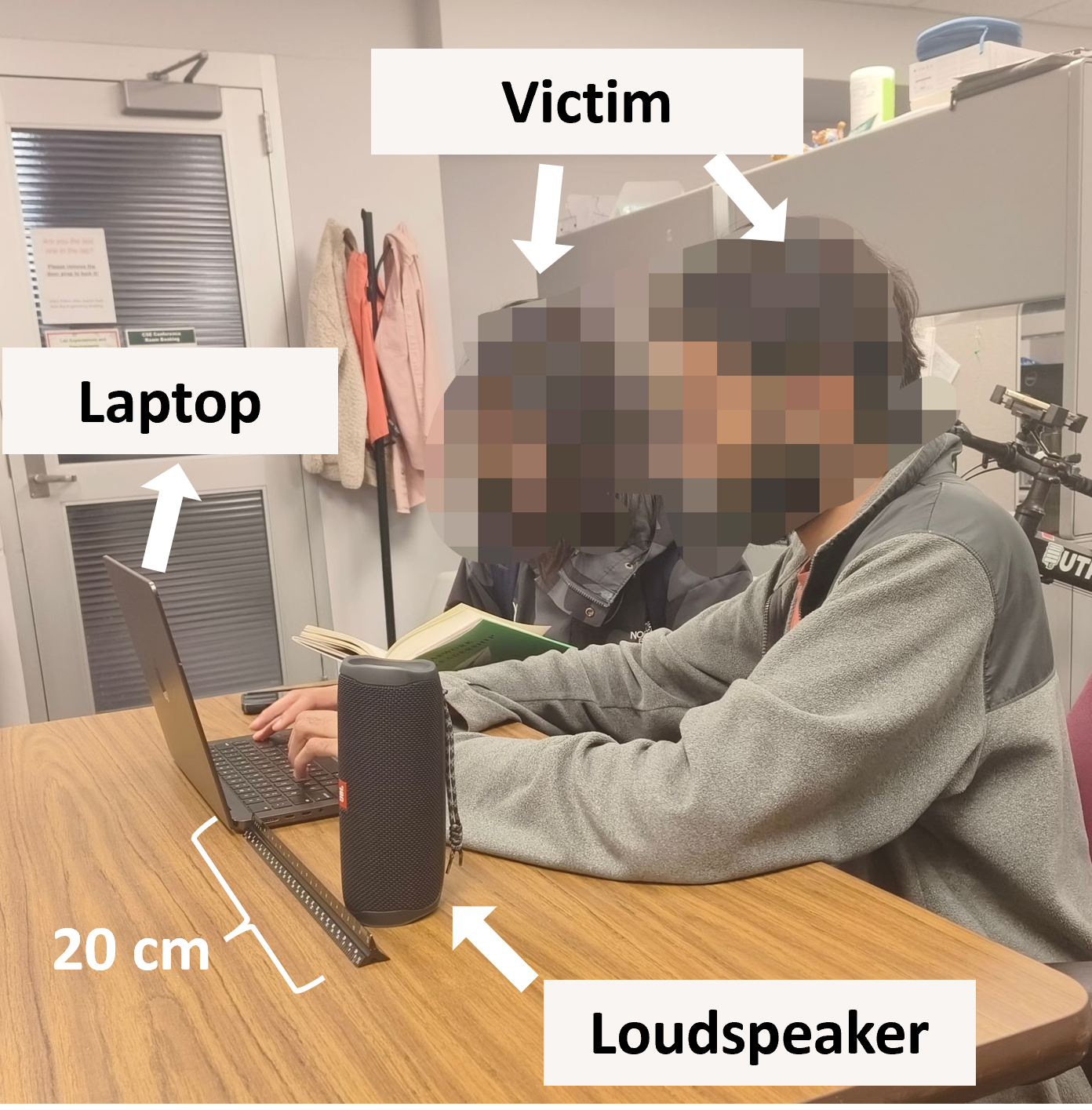 Live human speech attack setup